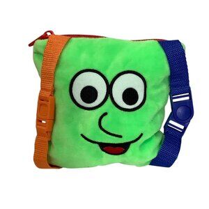 Buckle Toy Buster Square Plush Zipper Pouch With Colorful Straps